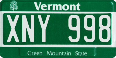 VT license plate XNY998