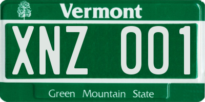 VT license plate XNZ001