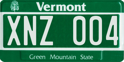 VT license plate XNZ004