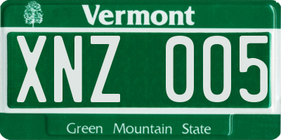 VT license plate XNZ005