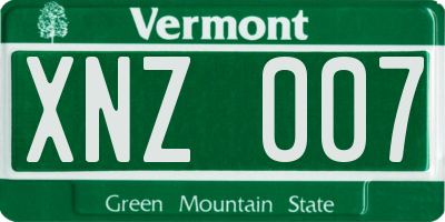 VT license plate XNZ007