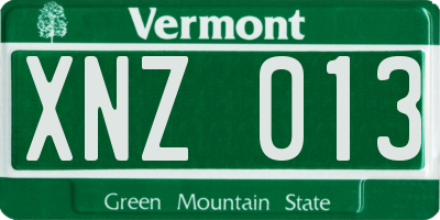 VT license plate XNZ013