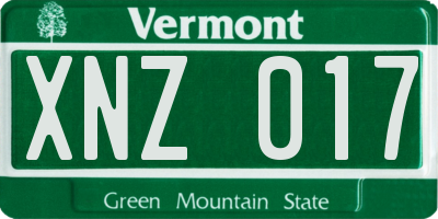 VT license plate XNZ017