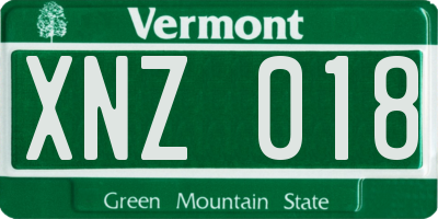 VT license plate XNZ018