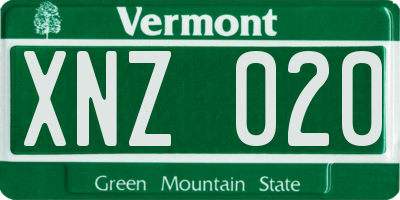 VT license plate XNZ020
