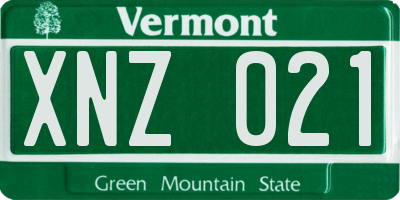 VT license plate XNZ021