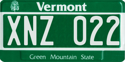 VT license plate XNZ022