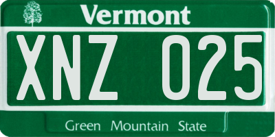 VT license plate XNZ025