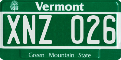 VT license plate XNZ026