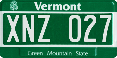 VT license plate XNZ027