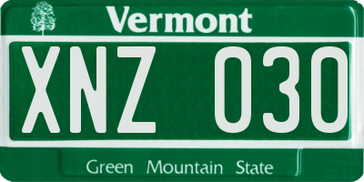 VT license plate XNZ030
