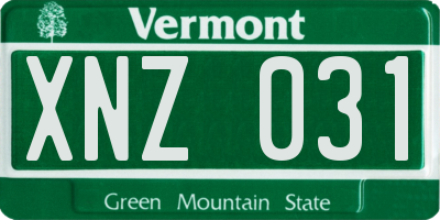 VT license plate XNZ031