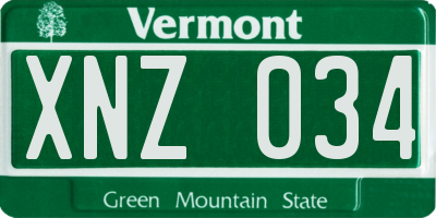 VT license plate XNZ034