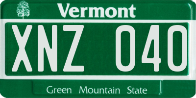 VT license plate XNZ040