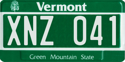 VT license plate XNZ041