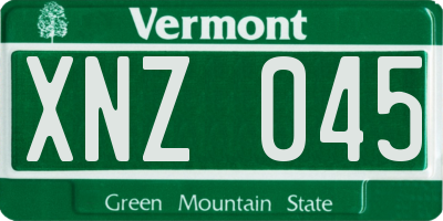 VT license plate XNZ045