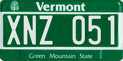 VT license plate XNZ051