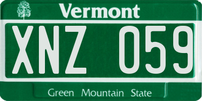 VT license plate XNZ059