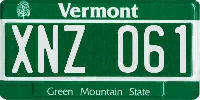 VT license plate XNZ061