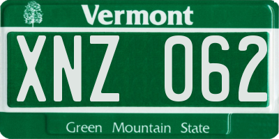 VT license plate XNZ062