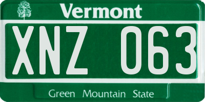 VT license plate XNZ063