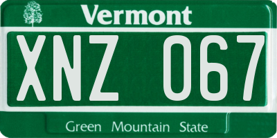 VT license plate XNZ067