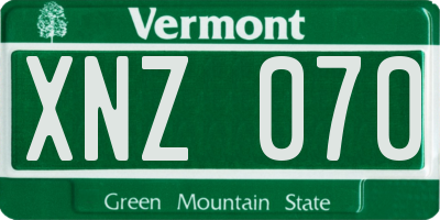 VT license plate XNZ070