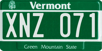 VT license plate XNZ071