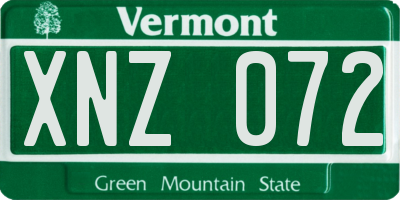 VT license plate XNZ072