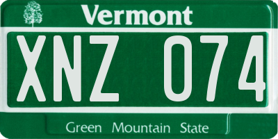 VT license plate XNZ074