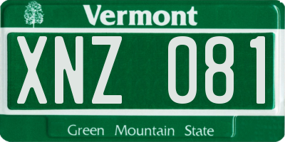 VT license plate XNZ081