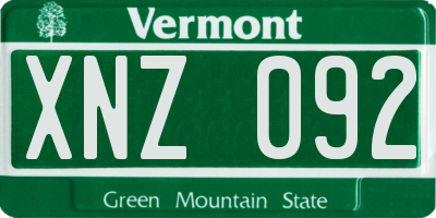 VT license plate XNZ092