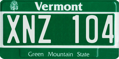 VT license plate XNZ104