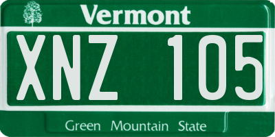 VT license plate XNZ105
