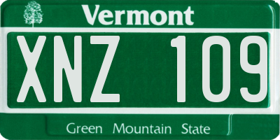 VT license plate XNZ109