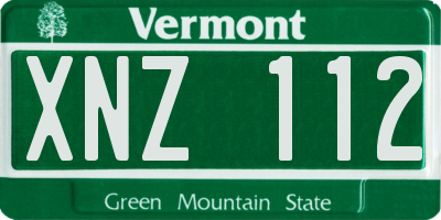 VT license plate XNZ112