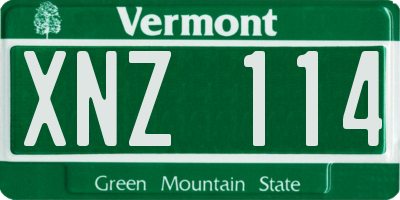 VT license plate XNZ114