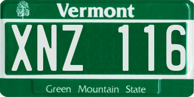 VT license plate XNZ116