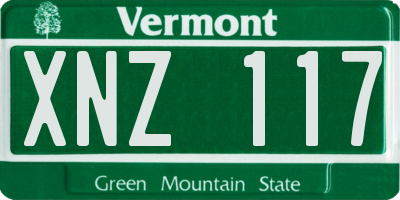 VT license plate XNZ117