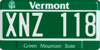 VT license plate XNZ118