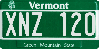 VT license plate XNZ120