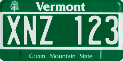 VT license plate XNZ123