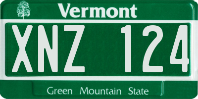 VT license plate XNZ124