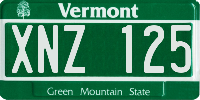 VT license plate XNZ125