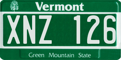 VT license plate XNZ126
