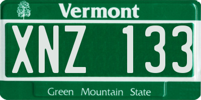 VT license plate XNZ133