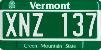 VT license plate XNZ137