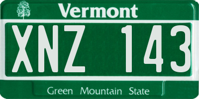 VT license plate XNZ143