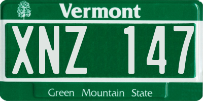 VT license plate XNZ147