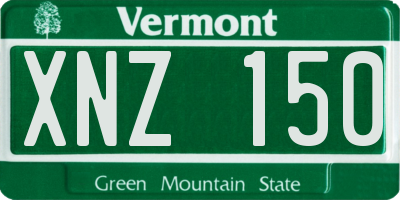 VT license plate XNZ150